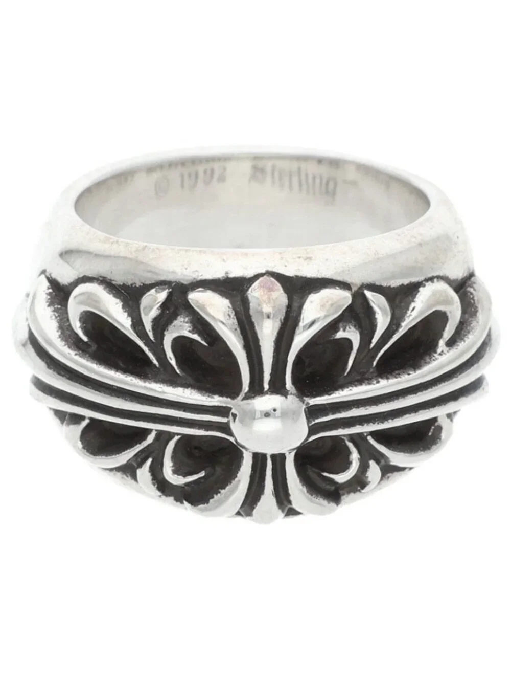 Chrome Hearts Flrl Crs Floral Cross Silver Ring